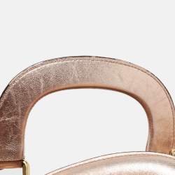 Pre Owned Dolce and Gabbana Brown/Metallic Pink Leopard Print Coated Canvas Miss Easy Way Satchel