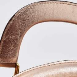 Pre Owned Dolce and Gabbana Brown/Metallic Pink Leopard Print Coated Canvas Miss Easy Way Satchel