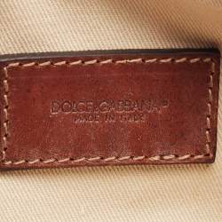 Pre Owned Dolce & Gabbana Brown Leopard Print Coated Canvas and Leather Wristlet Pouch