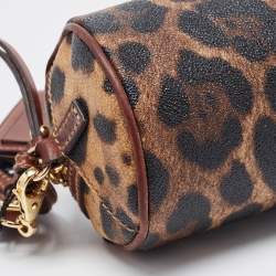 Pre Owned Dolce & Gabbana Brown Leopard Print Coated Canvas and Leather Wristlet Pouch