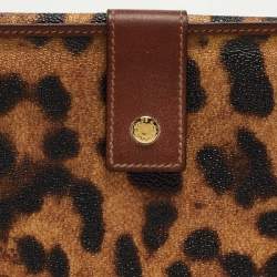 مملوكة مسبقًا Dolce & Gabbana Brown Leopard Print Coated Canvas Flap Continental Wallet
