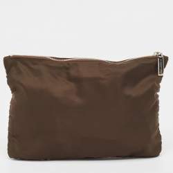 Dolce & Gabbana Brown Nylon Zip Slim Pouch