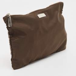 Dolce & Gabbana Brown Nylon Zip Slim Pouch