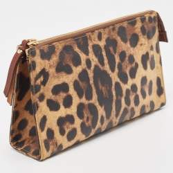 Pre Owned Dolce & Gabbana Beige/Black Leopard Print Coated Canvas DG Vanity Case 
