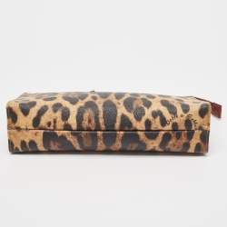 Pre Owned Dolce & Gabbana Beige/Black Leopard Print Coated Canvas DG Vanity Case 