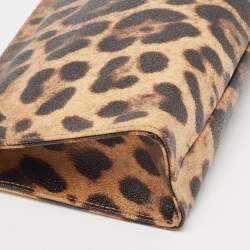 Pre Owned Dolce & Gabbana Beige/Black Leopard Print Coated Canvas DG Vanity Case 
