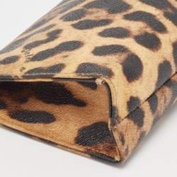 Pre Owned Dolce & Gabbana Beige/Black Leopard Print Coated Canvas DG Vanity Case 