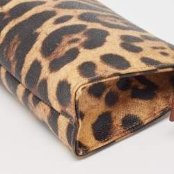 Pre Owned Dolce & Gabbana Beige/Black Leopard Print Coated Canvas DG Vanity Case 