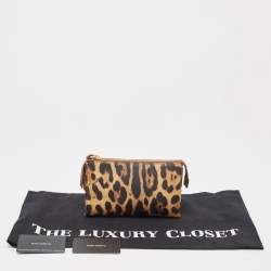 Pre Owned Dolce & Gabbana Beige/Black Leopard Print Coated Canvas DG Vanity Case 