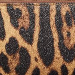 Pre Owned Dolce & Gabbana Beige/Black Leopard Print Coated Canvas DG Vanity Case 