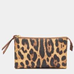Pre Owned Dolce & Gabbana Beige/Black Leopard Print Coated Canvas DG Vanity Case 