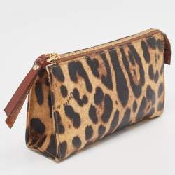 Pre Owned Dolce & Gabbana Beige/Black Leopard Print Coated Canvas DG Vanity Case 