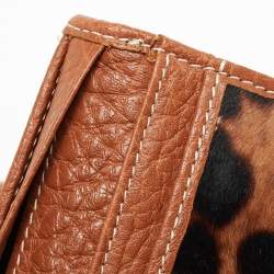 Dolce & Gabbana Brown/Beige Leopard Print Calfhair and Leather Double Flap Continental Wallet