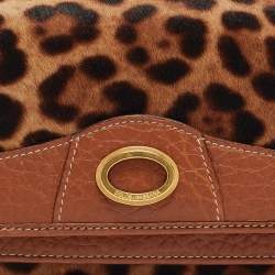 Dolce & Gabbana Brown/Beige Leopard Print Calfhair and Leather Double Flap Continental Wallet