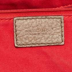 Pre Owned Dolce & Gabbana Grey Leather Embellished Flap Tote