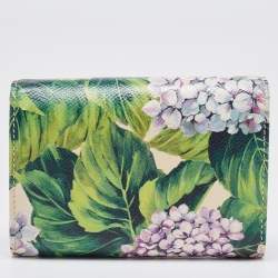 Pre Owned Dolce & Gabbana Multicolor Floral Print Leather Trifold Wallet