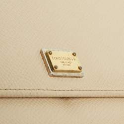 Dolce & Gabbana Beige Leather Dauphine Flap Continental Wallet
