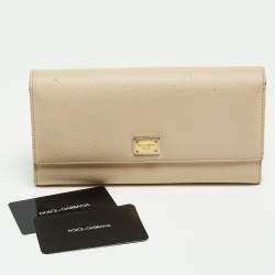 Dolce & Gabbana Beige Leather Dauphine Flap Continental Wallet