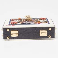 Pre Owned Dolce & Gabbana Multicolor Leather Queen Of Hearts Box Clutch