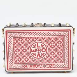 Pre Owned Dolce & Gabbana Multicolor Leather Queen Of Hearts Box Clutch