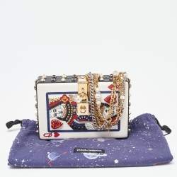 Pre Owned Dolce & Gabbana Multicolor Leather Queen Of Hearts Box Clutch
