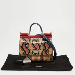 Pre Owned Dolce & Gabbana Multicolor Python Leather Medium Miss Sicily Top Handle Bag