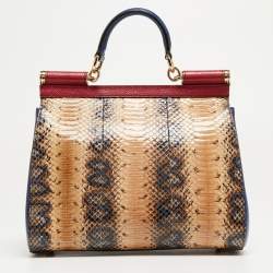Pre Owned Dolce & Gabbana Multicolor Python Leather Medium Miss Sicily Top Handle Bag