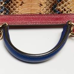 Pre Owned Dolce & Gabbana Multicolor Python Leather Medium Miss Sicily Top Handle Bag