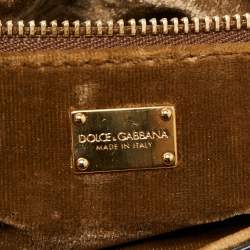 Pre Owned Dolce & Gabbana Multicolor Embroidered Fabric and Python Medium Miss Sicily Top Handle Bag