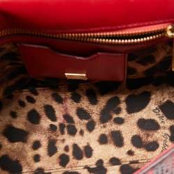 Pre Owned Dolce and Gabbana Red/Black Python Medium Miss Sicily Top Handle Bag
