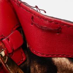 Pre Owned Dolce and Gabbana Red/Black Python Medium Miss Sicily Top Handle Bag
