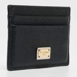 Pre Owned Dolce & Gabbana Black Leather Logo Card Holder   