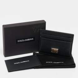 Pre Owned Dolce & Gabbana Black Leather Logo Card Holder   