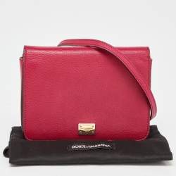 Pre Owned Dolce & Gabbana Pink Leather Mini Dauphine Crossbody Bag