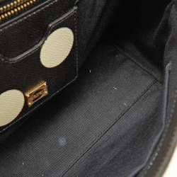 Pre Owned Dolce & Gabbana Black/White Polka Dot Leather Medium Crystal Embellished Miss Sicily Top Handle Bag