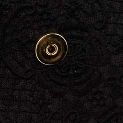 Pre Owned حقيبة دولتشي أند غابانا ميس سيسلي بيد علوية رافية كروشيه سوداء كبيرة