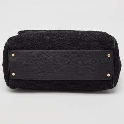 Pre Owned حقيبة دولتشي أند غابانا ميس سيسلي بيد عل وية رافية كروشيه سوداء كبيرة