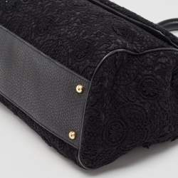 Pre Owned حقيبة دولتشي أند غابانا ميس سيسلي بيد علوية رافية كروشيه سوداء كبيرة