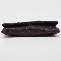 Pre Owned Dolce & Gabbana Black/Red Polka Dot Satin Sicily Chain Clutch