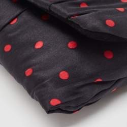 Pre Owned Dolce & Gabbana Black/Red Polka Dot Satin Sicily Chain Clutch