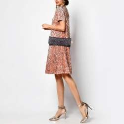 Pre Owned Dolce & Gabbana Black/Red Polka Dot Satin Sicily Chain Clutch