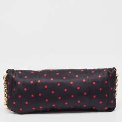 Pre Owned Dolce & Gabbana Black/Red Polka Dot Satin Sicily Chain Clutch
