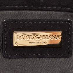 Pre Owned Dolce & Gabbana Black/Red Polka Dot Satin Sicily Chain Clutch