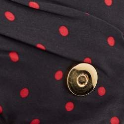 Pre Owned Dolce & Gabbana Black/Red Polka Dot Satin Sicily Chain Clutch