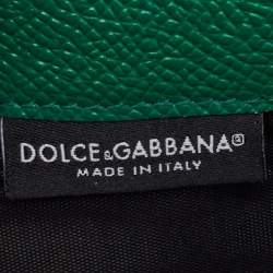 Pre Owned Dolce & Gabbana Green/White Printed Leather Miss Sicily Von Wallet on Chain
