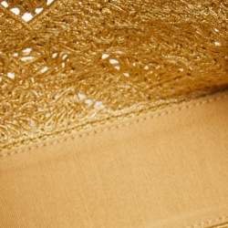 Pre Owned Dolce & Gabbana Gold Lurex Fabric Shoulder Bag