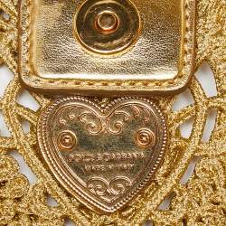 Pre Owned Dolce & Gabbana Gold Lurex Fabric Shoulder Bag