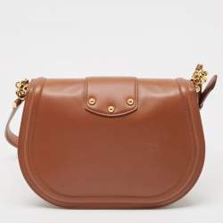 Pre Owned Dolce & Gabbana Brown Leather DG Amore Shoulder Bag