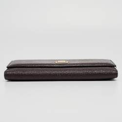 Dolce & Gabbana Dark Brown Leather Dauphine Flap Continental Wallet