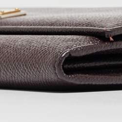 Pre Owned Dolce & Gabbana Dark Brown Leather Dauphine Flap Continental Wallet